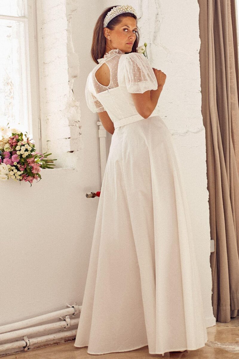 Suknia ślubna z bawełny w groszki