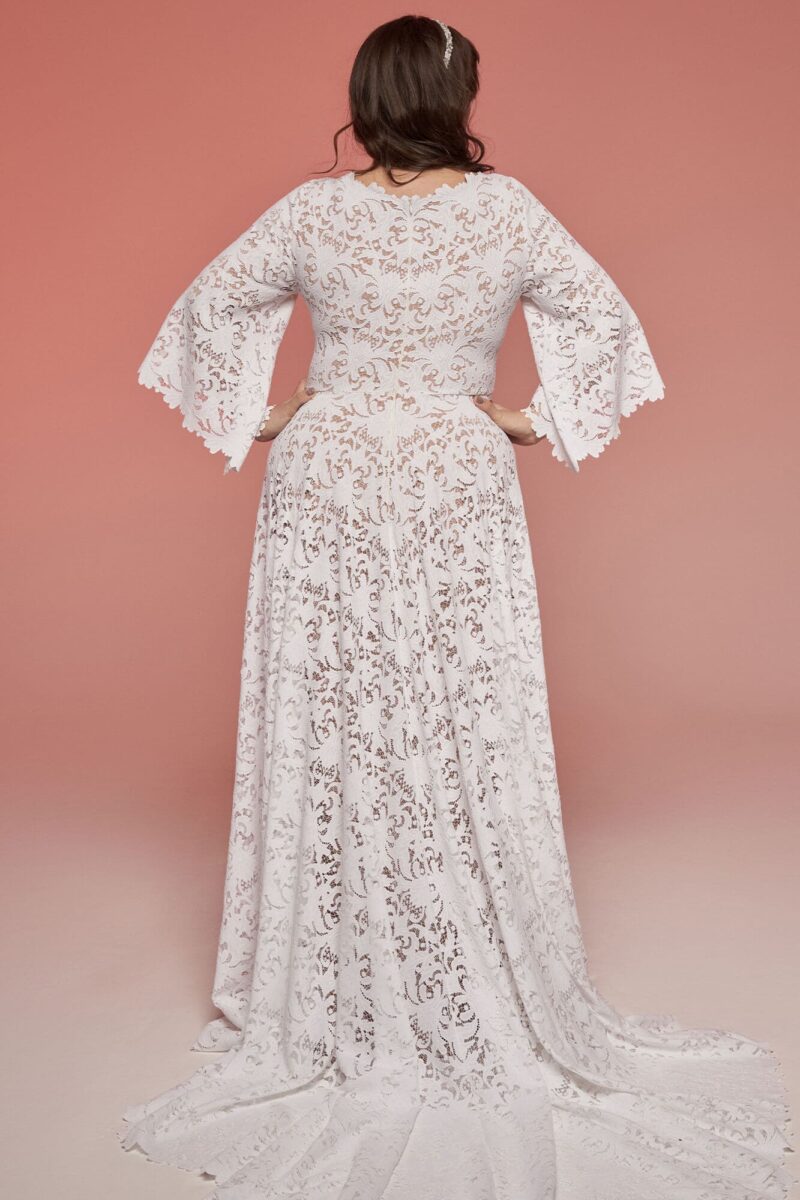 Muzułmańska, zabudowana suknia ślubna plus size Santorini 20