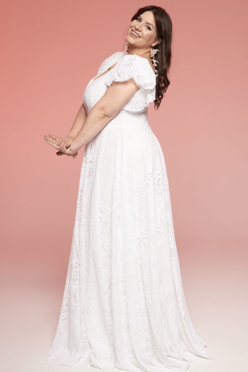 Uniwersalna, śnieżnobiała suknia ślubna plus size Santorini 12