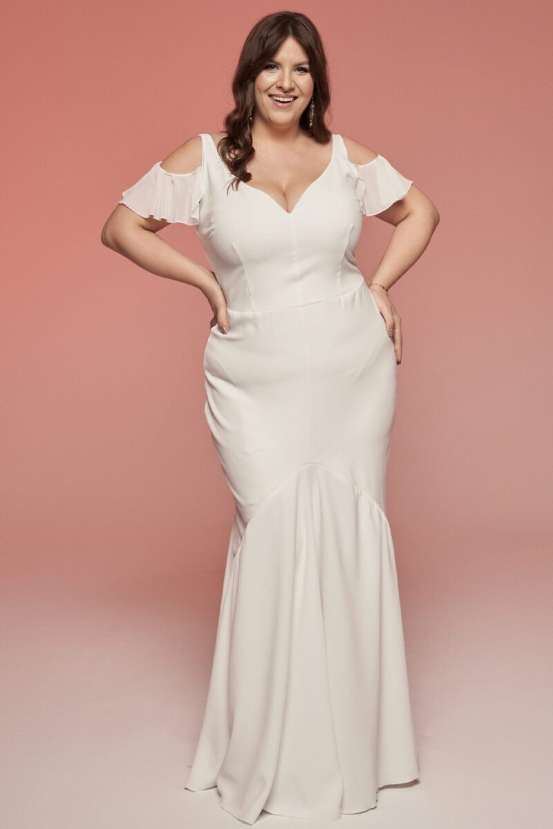 Gładka suknia ślubna plus size - rybka syrenka Odessa 4