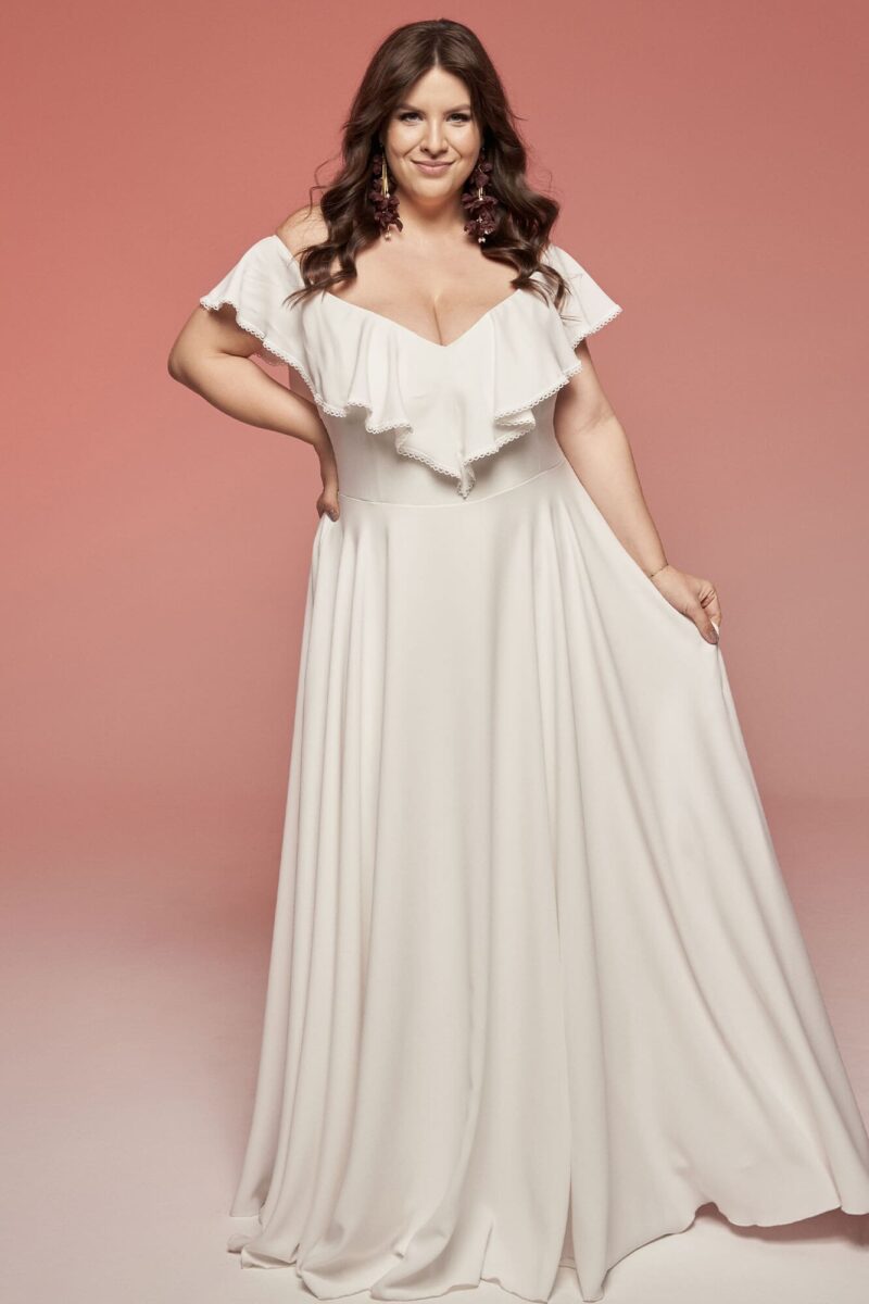 Suknia ślubna plus size z kieszeniami. Gładka i bez ramiączek Odessa 9