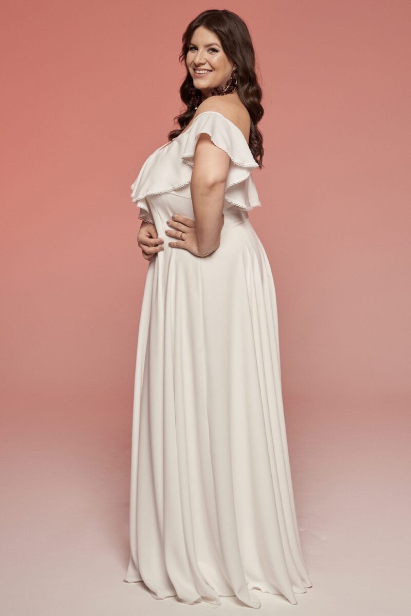 Suknia ślubna plus size z kieszeniami. Gładka i bez ramiączek Odessa 9