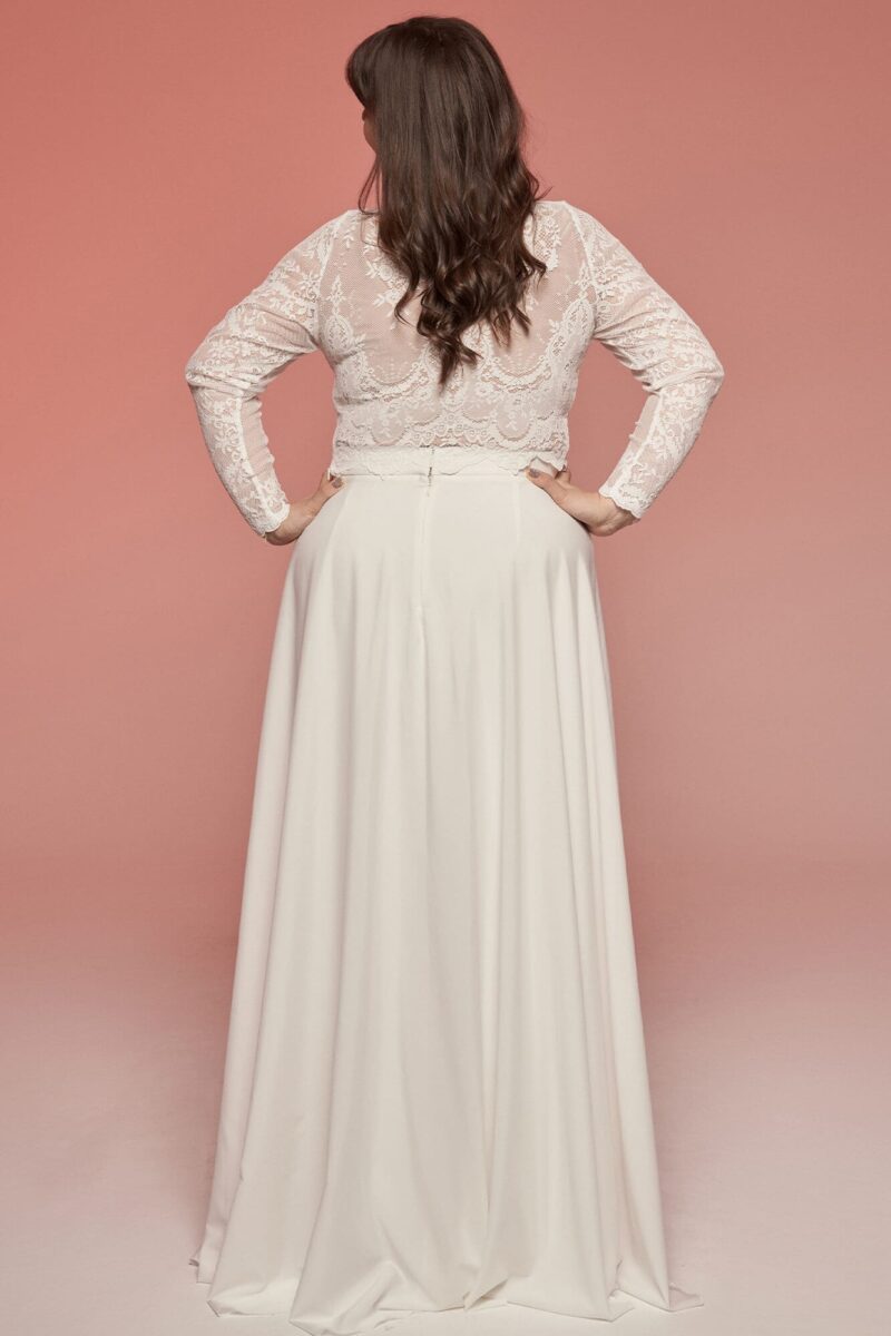 Suknia ślubna z koronkowym topem i gładką spódnicą Porto 24